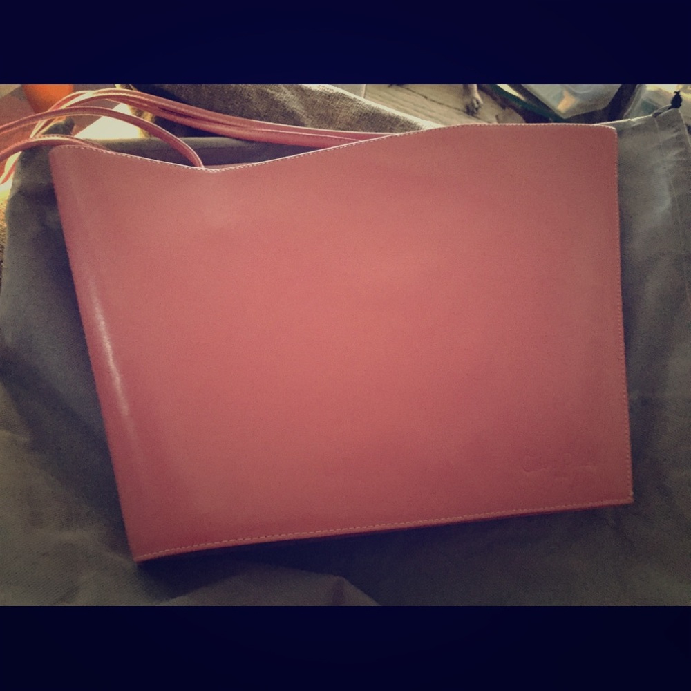 Pink signature Cleo&Patel teardrop leather handbag